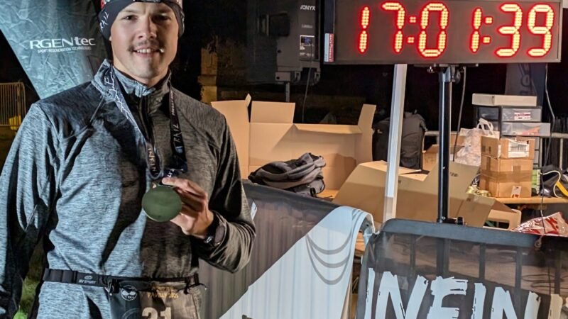 Nicolas sur son arrivée de l'infinity Trail en 17 heures